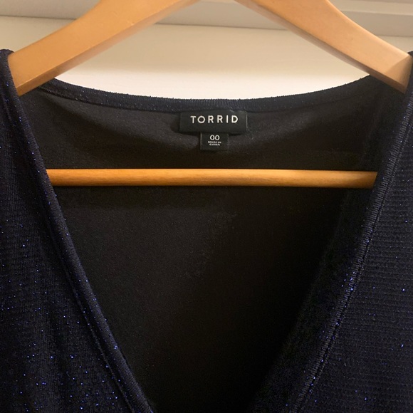 Torrid Blue Glitter Slinky Dress Sz 00/ Large - Picture 4 of 14